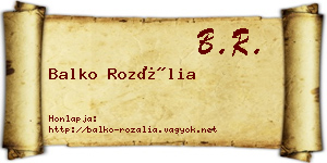 Balko Rozália névjegykártya
